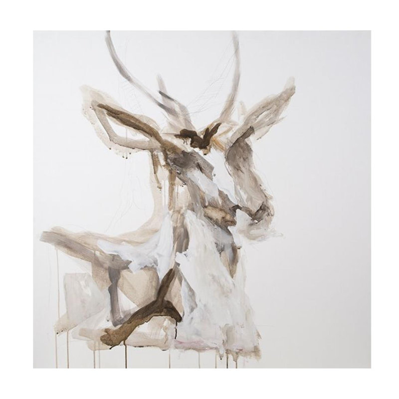Deer Head Study II Painting by Mia Malcolm Studio, Outdoor, 24" H x 24" W