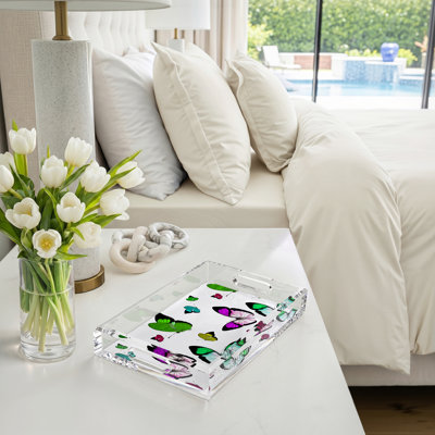 Butterflies Acrylic Rectangle Decorative Tray