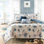 Couette Coastal Bedding - Twin/twin XL en microfibre bleue avec broderie