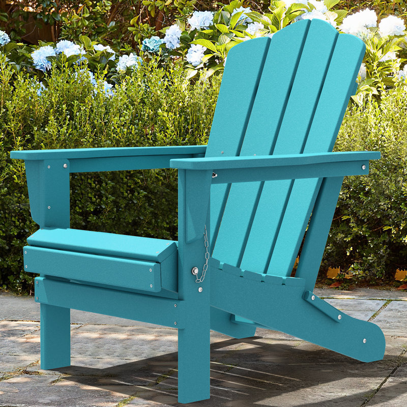 Wolak Foldable Outdoor Adirondack Chair, Light Blue