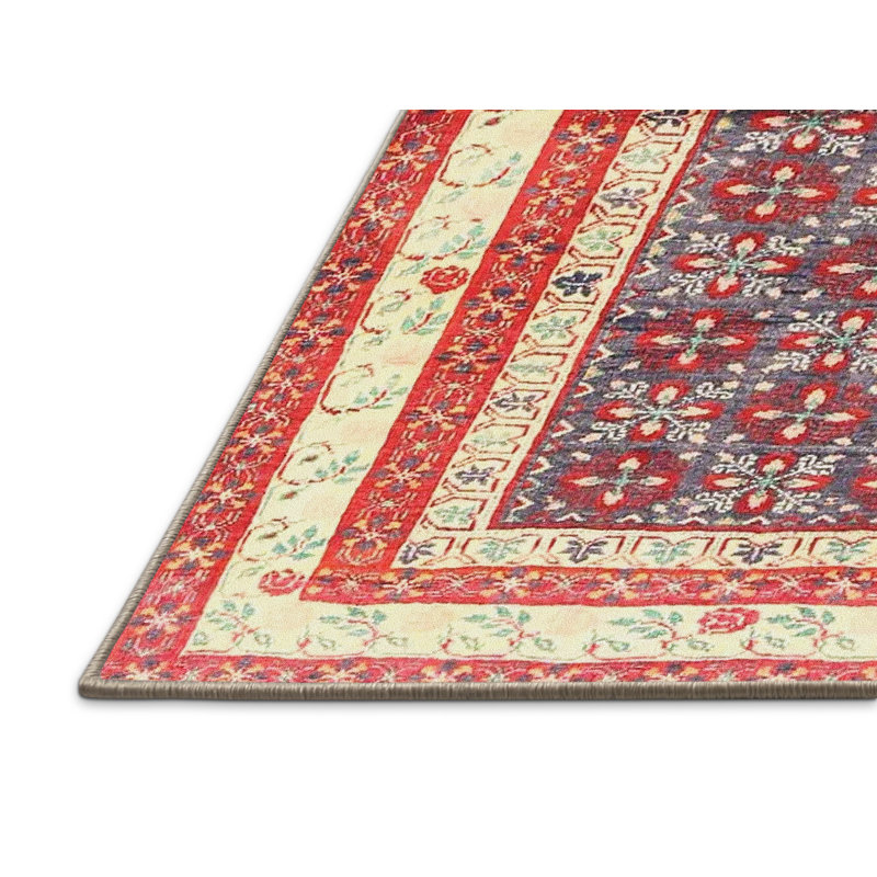 Tapis à motif oriental rouge / ivoire, Rectangle 7 pi x 10 pi