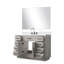 Meuble-lavabo simple en chêne blanc avec comptoir en quartz, 43 miroirs et robinet, D assemblé, miroir, robinet, efficace en usine