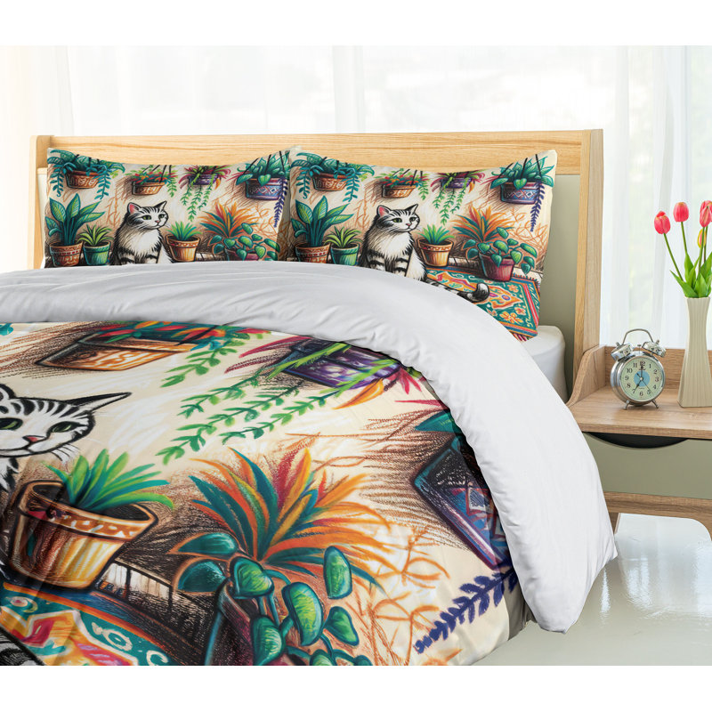 Cat Duvet Cover, Queen Duvet Cover + 2 Standard Shams