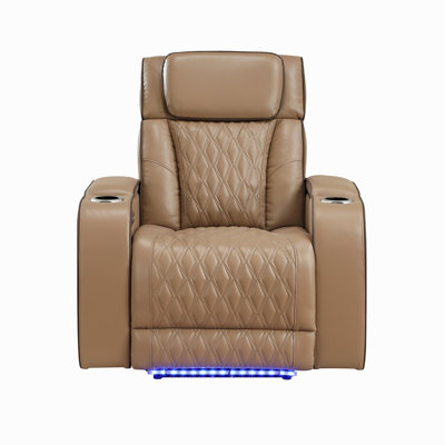 Fortuner Modern Style Upholstery Recliner Chair Made With Wood & Massage Function Included - Caramel