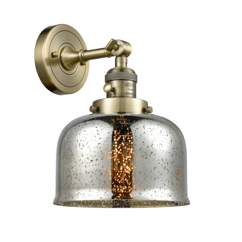 Applique murale 1 lumière 5 po Bell, Laiton antique, Ampoule à DEL rétro de 3,5 W, Argent mercuré