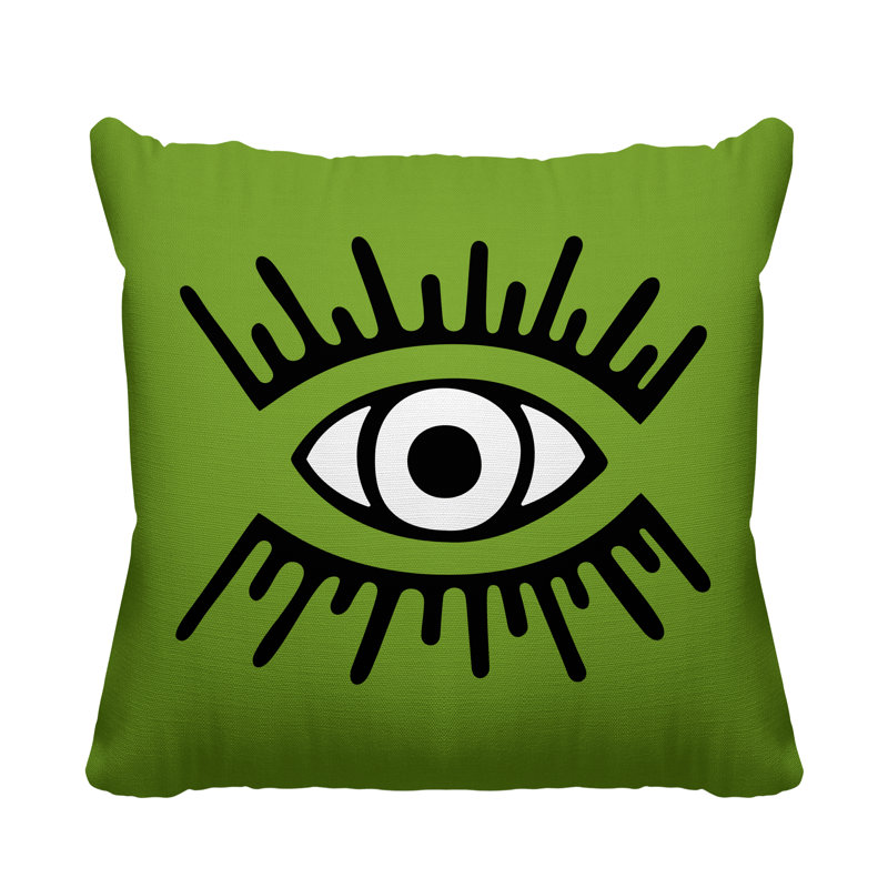 Coussin intérieur / extérieur Miranda Evil Eye, Chartreuse, L 15 po x H 15 po