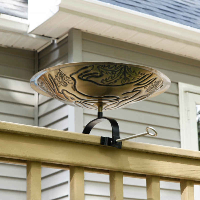 Three Hares Birdbath with Over Rail Bracket