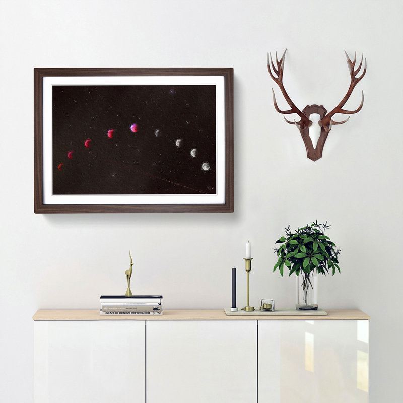 Lunar Eclipse - Picture Frame Painting Print, 27cm H x 36cm W x 2cm D, Walnut Framed