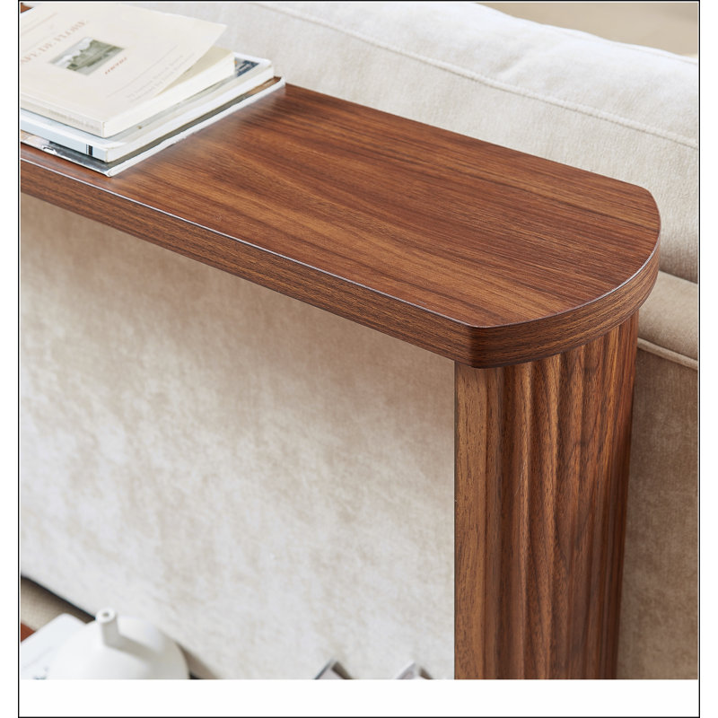 70.1"corrugated texture storage table for entranceways, narrow wooden console sofa table, can be placed behind the sofa, suitable for entranceways, corridors, and front door.Walnut.70.1"L*8.7"W*35.5"H