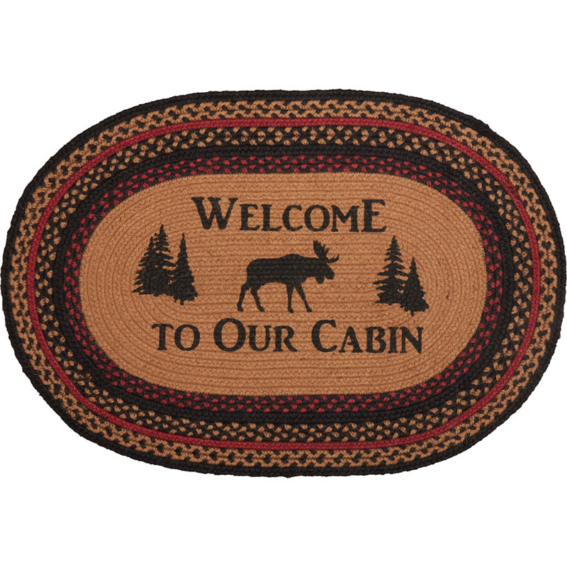 Tapis rouge / noir / brun Halleck, Ovale 1 pi 8 po x 2 pi 6 po