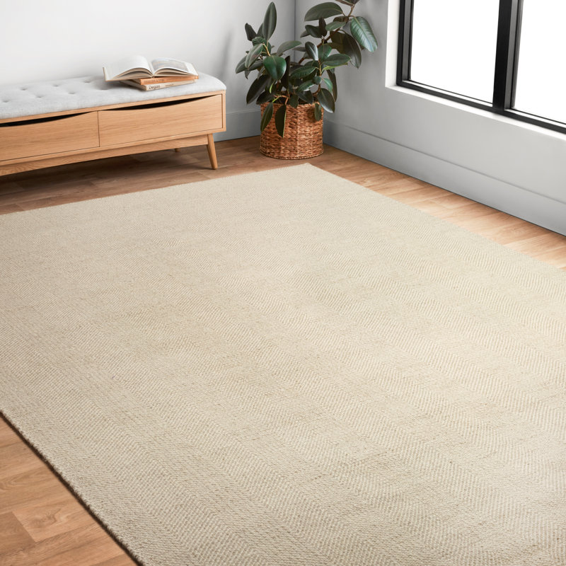Tapis brun clair en laine noué à la main Rabon, Rectangle 5 pi x 7 pi 6 po