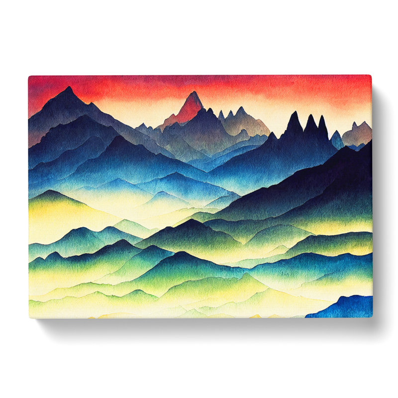 Mountain Landscape Watercolour Vol.6 Abstract - Wrapped Canvas, 35cm H x 50cm W x 3cm D