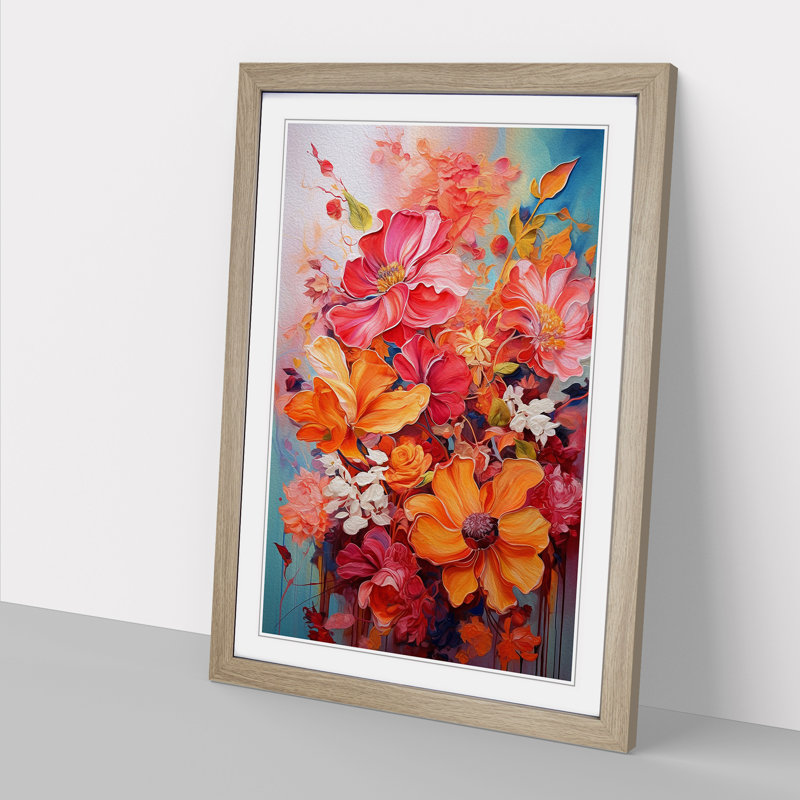 Floral Action No.2 - Single Picture Frame Print on Wood