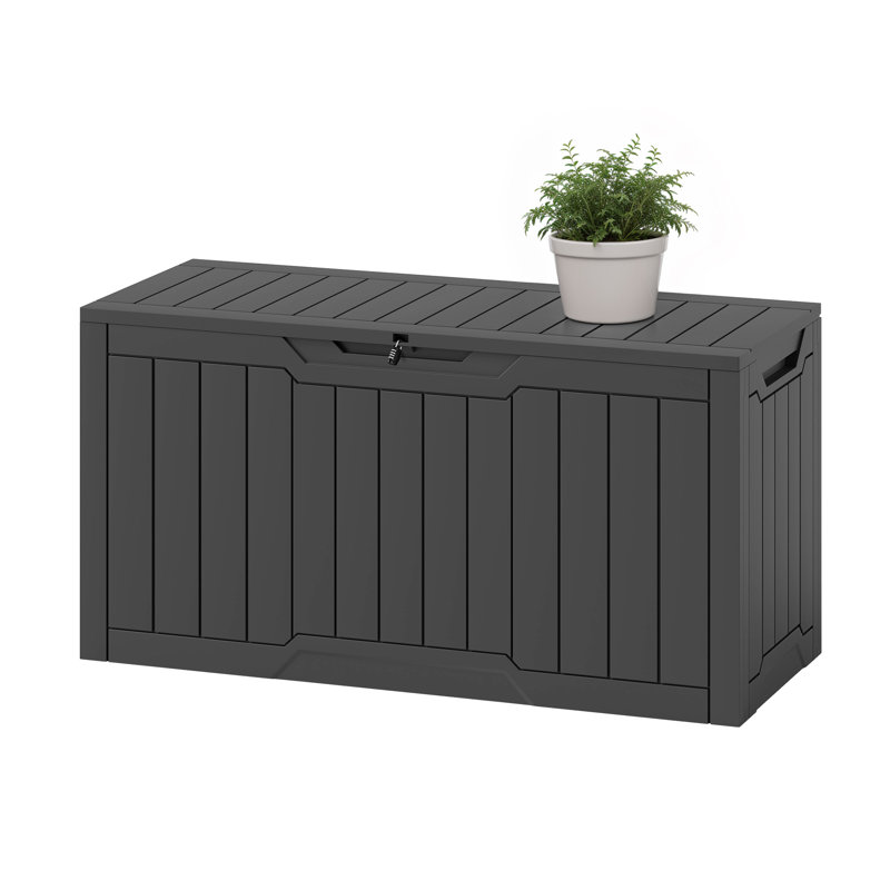 Boîte de rangement extérieure 80 gallons avec siège de banc verrouillable et résistante aux intempéries, Gris