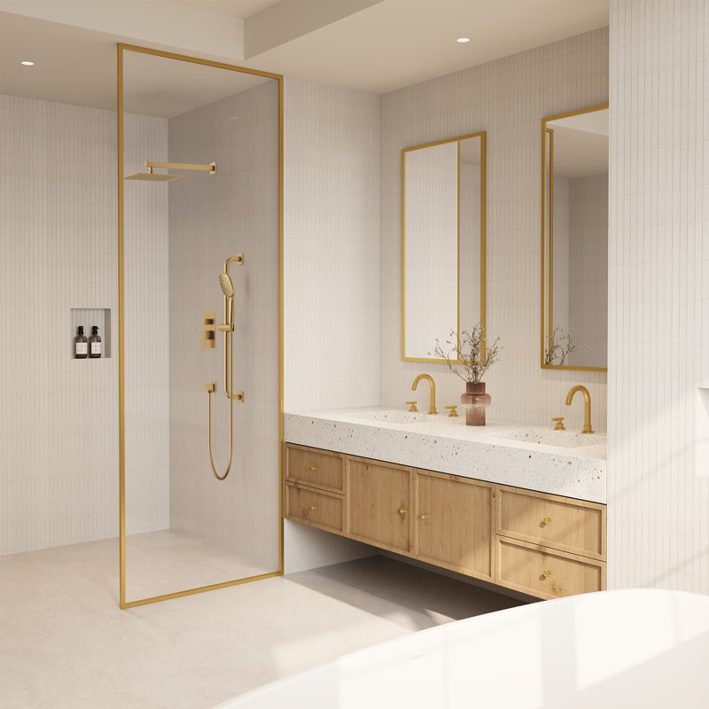  Pressure-Balanced Shower System ,10-Inch Rainfall Shower Faucet with 3-Function Handheld Shower, Brushed Gold