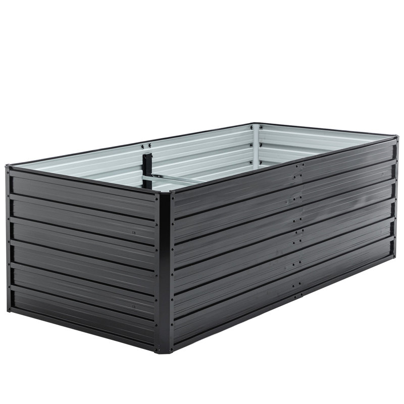 6X3x2 Ft Galvanized Steel Planter Box For Outdoor Gardening Of Flowers, Herbs, And Vegetables - Stable, Rust , Easy To Put Together Black Boxes Vegetable Flower Cultivation Reinforced, No
