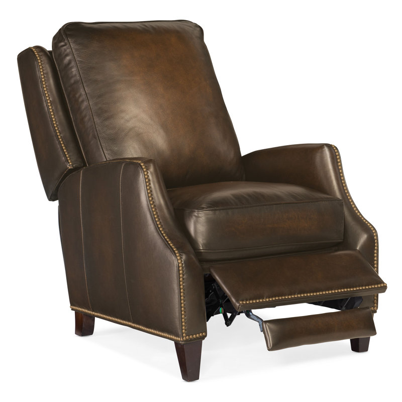 Elicce Leather Power Recliner, Brown Genuine Leather, Manual