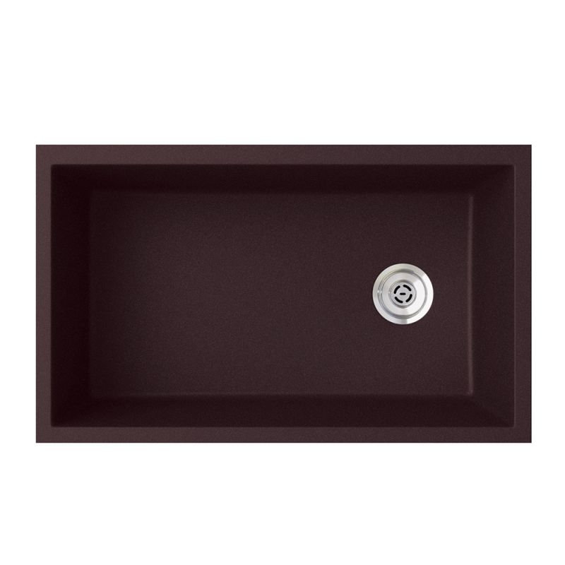 33'' L Single Bowl Granite Kitchen Sink, Espresso