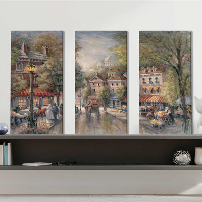 " French Street Scene I " 3 - Pieces