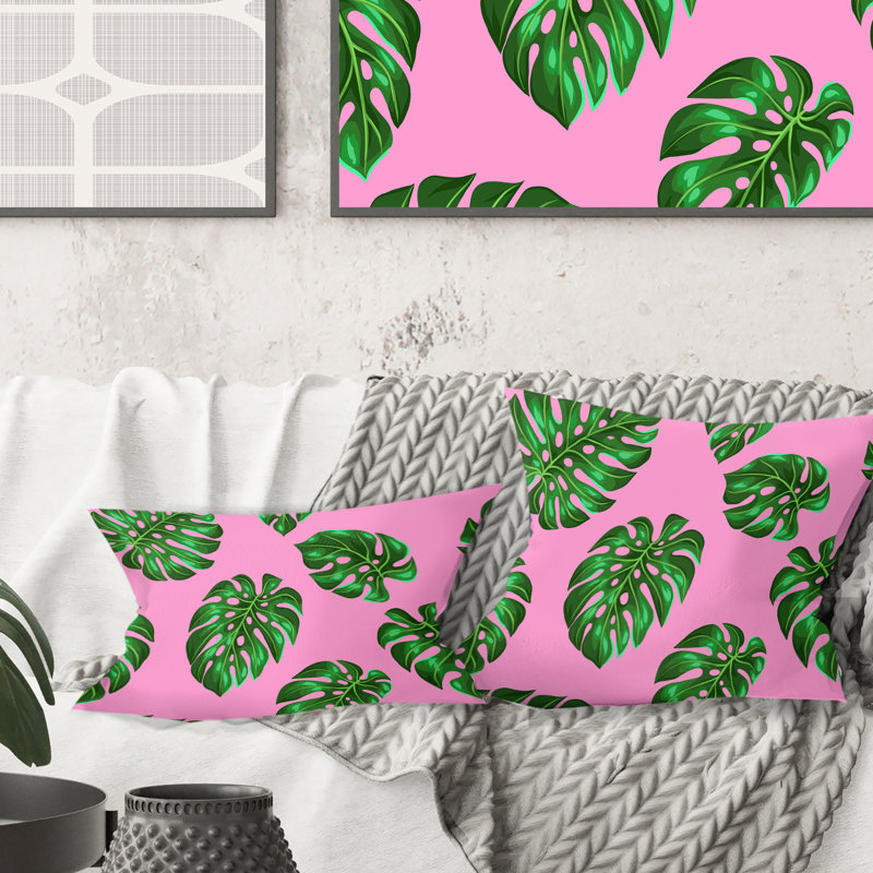 Coussin Tropical Tropical Leaves III - Mid-Century, 18 po x 18 po