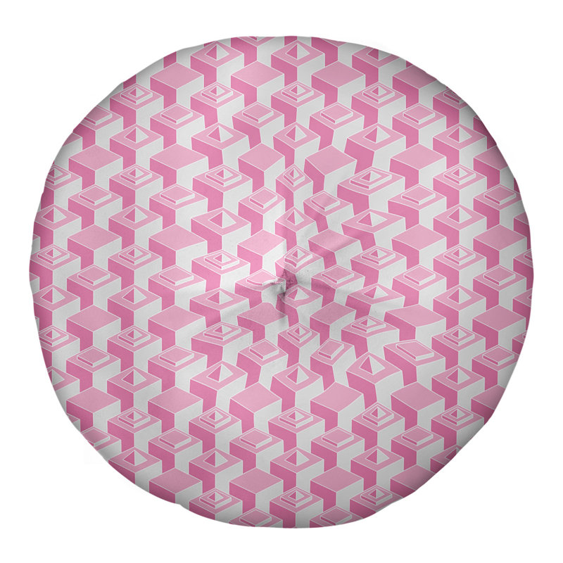 Coussin de sol à motif de gratte-ciels classiques, 26 po x 26 po, Rose/blanc