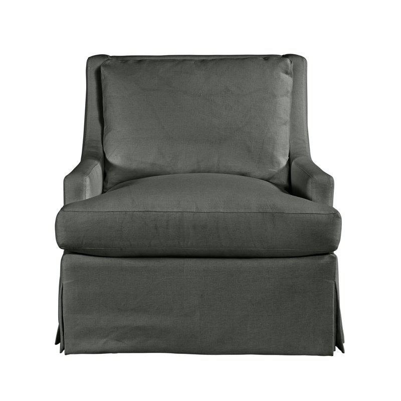Fauteuil à housse en lin de 35 po de large Royce, Gris anthracite Cristo