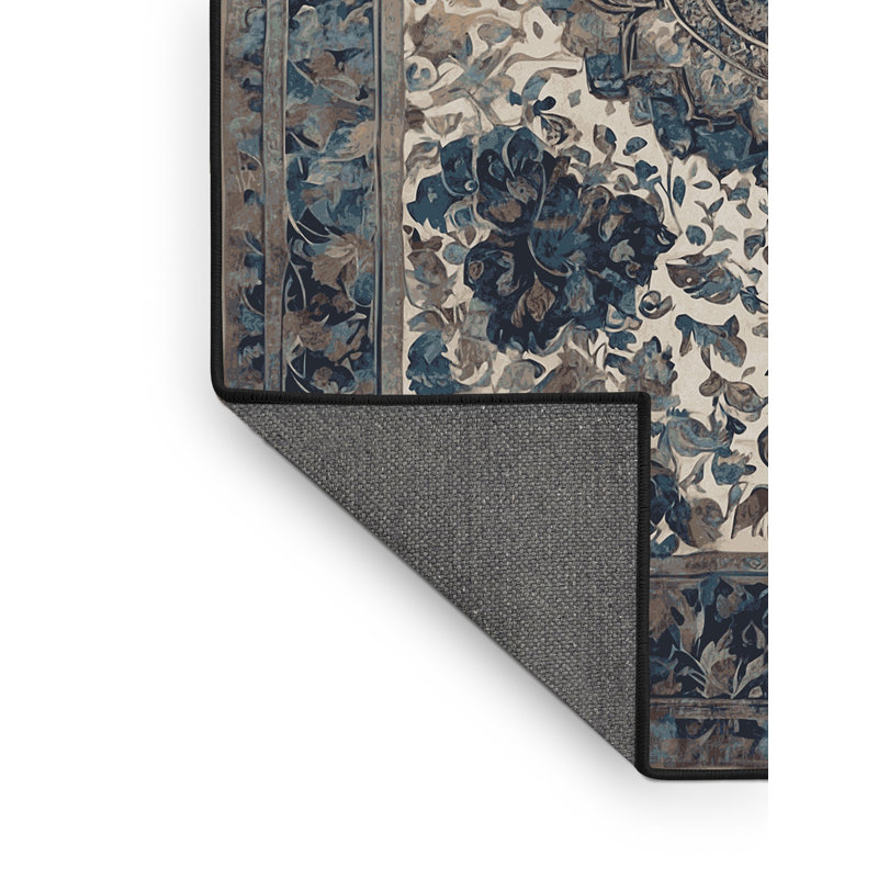 Tapis noir soyeux et moelleux, Rond 3 pi