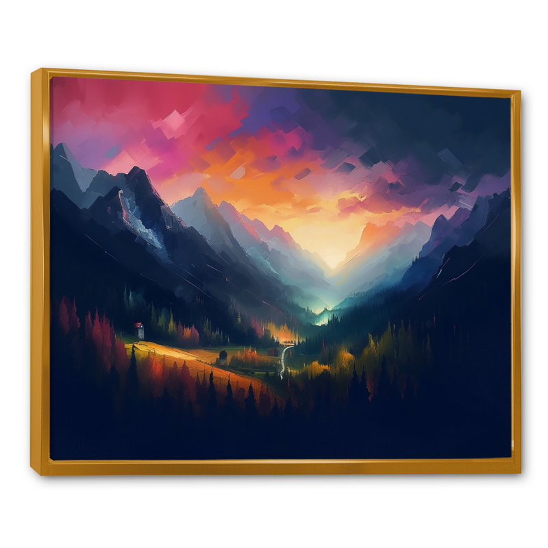Bridgecliff Foggy Mountain View, H 12 po x l 20 po x P 1 po, Cadre flottant doré