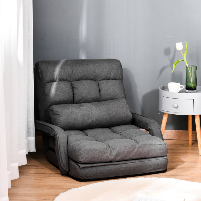 Fauteuil-lit inclinable, gris, 5 angles réglables, fauteuil-lit extra confortable en gris, tissu inclus
