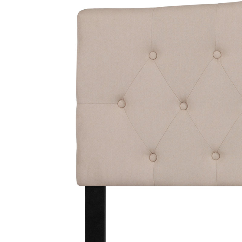 Ciriaca Arched Button Tufted Upholstered Headboard, Beige, King