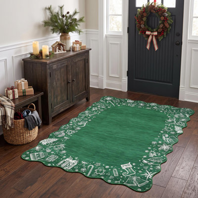 Tapis de Noël lavable, avec envers antidérapant, profil bas, idéal pour le salon, la chambre à coucher et la cuisine.