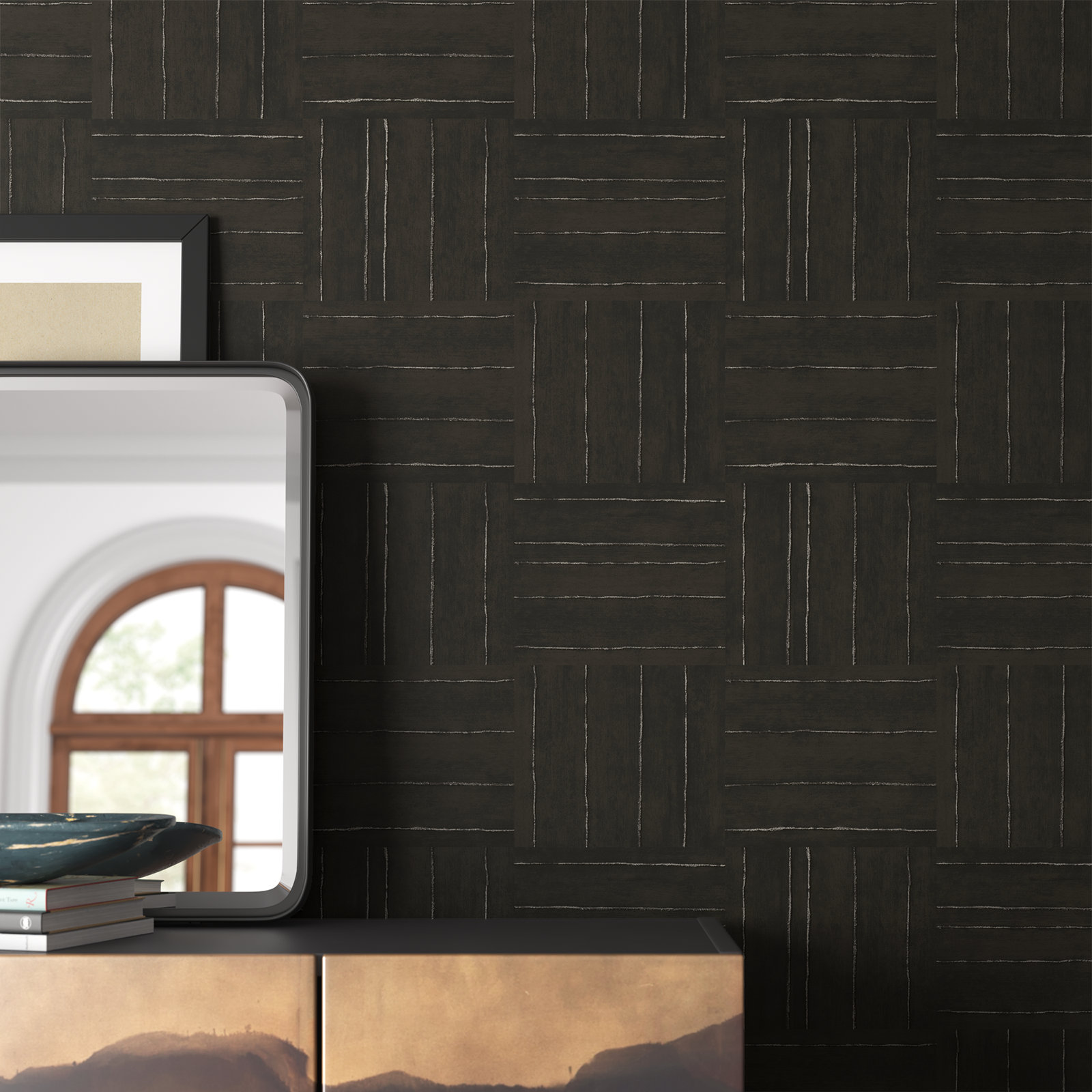 Lianna Geometric Wallpaper, Charcoal