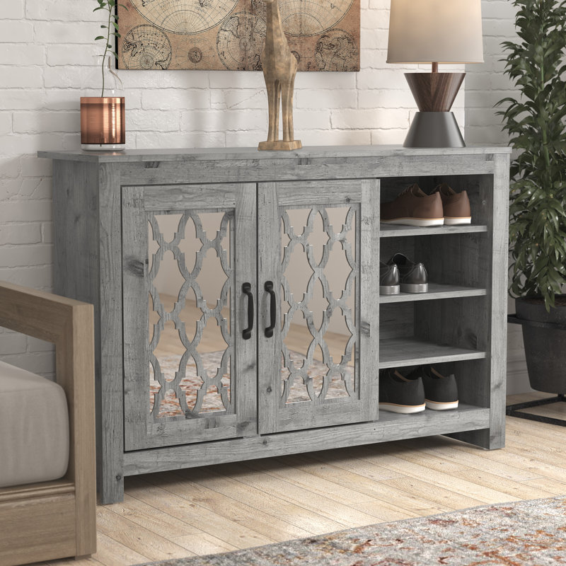 Chessani 16 Pair Shoe Storage Cabinet, Mexican Gray
