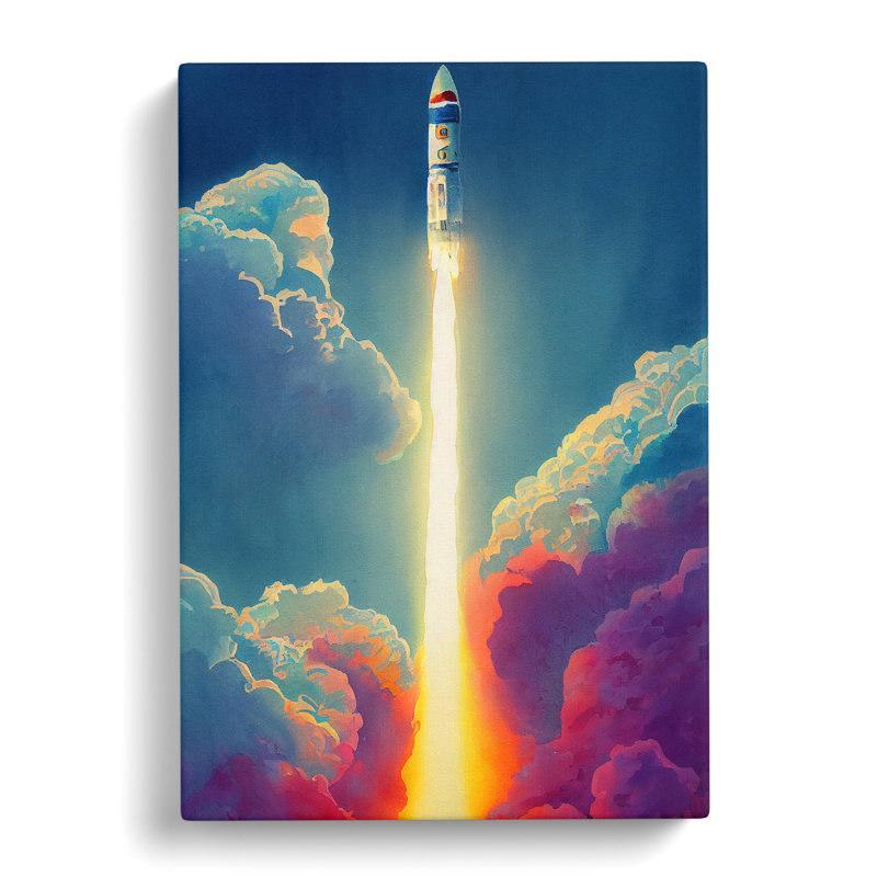The Bright Spaceship Rocket - Wrapped Canvas, 76cm H x 50cm W x 3cm D