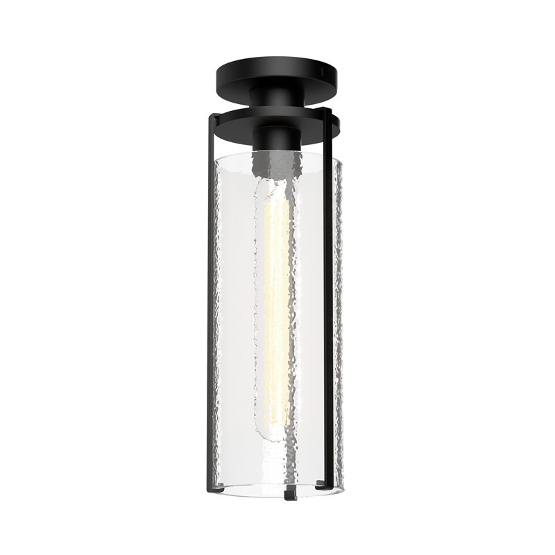 Belmont Glass Flush Mount, Clear Water Glass/Matte Black