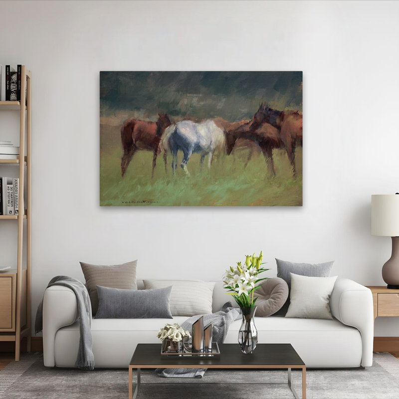 Chevaux du Sud - Paysages contemporains, art animalier, chevaux, H 40 po x l 60 po