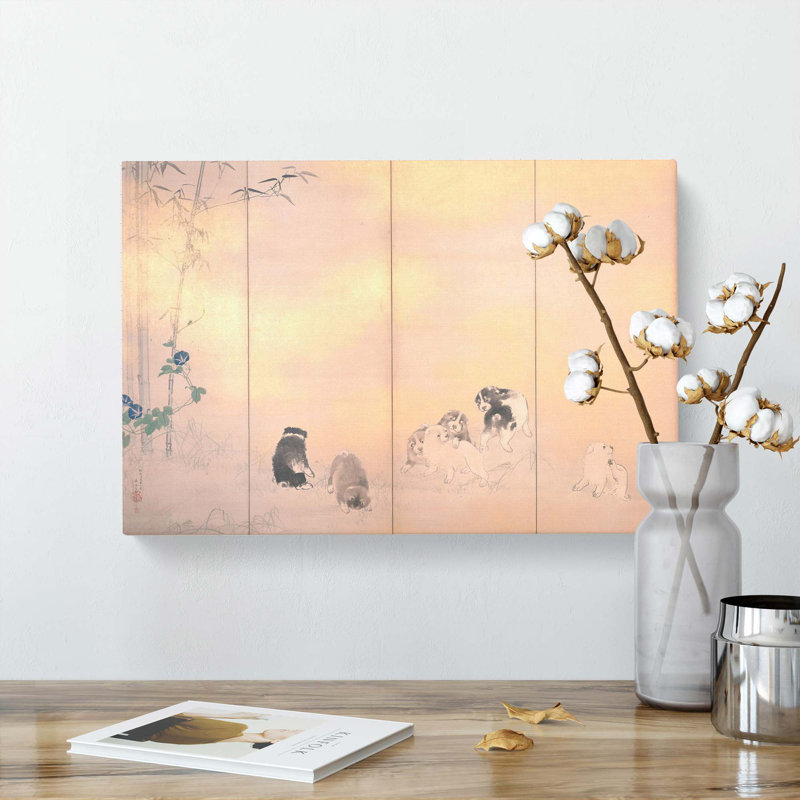 Puppies by Takeuchi Seiho - Wrapped Canvas, 35cm H x 50cm W x 3cm D
