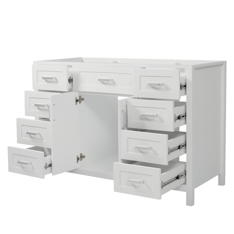 Meuble-lavabo 47 po sans lavabo, armoire seulement, 2 portes et 8 tiroirs, système de fermeture en douceur, conception classique