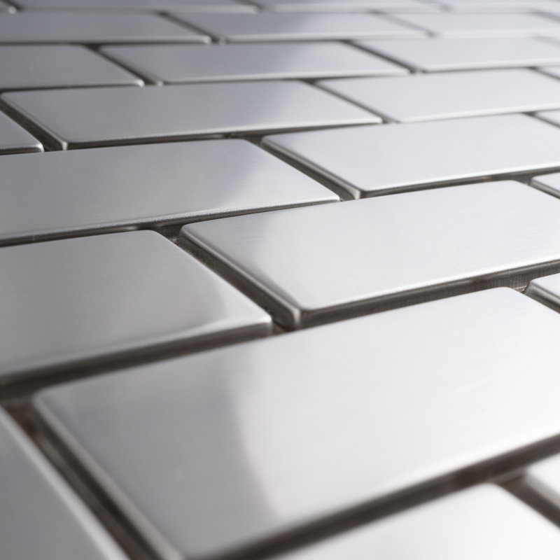 Iron 11.82 in. x 11.82 in. Brick Joint Matte Stainless Steel Mosaic Tile