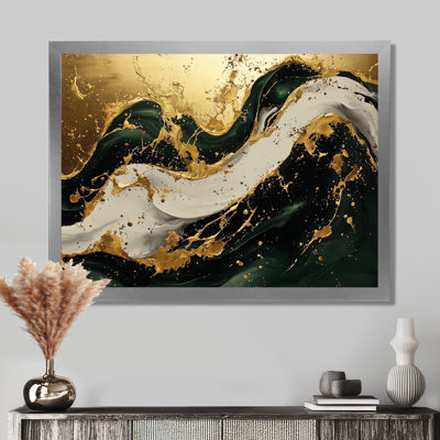 Golden Sands of Emerald Marble Shadows I - impression sur toile marbrée