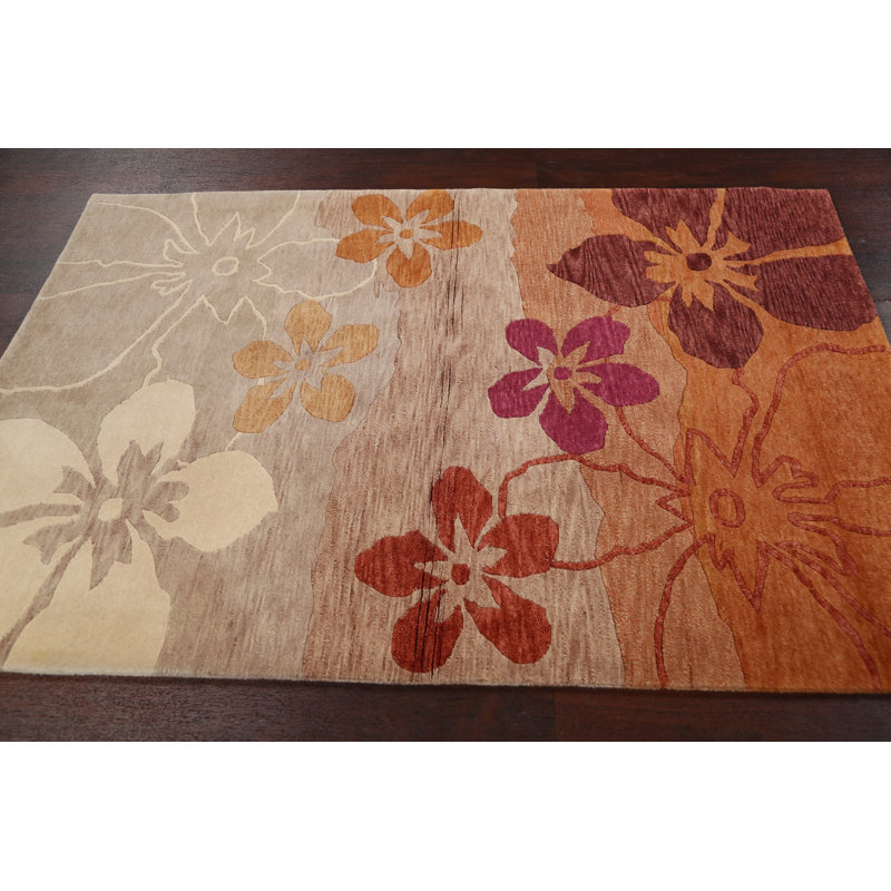 One-of-a-Kind 4'1" X 6'1" New Age Wool Area Rug in Orange