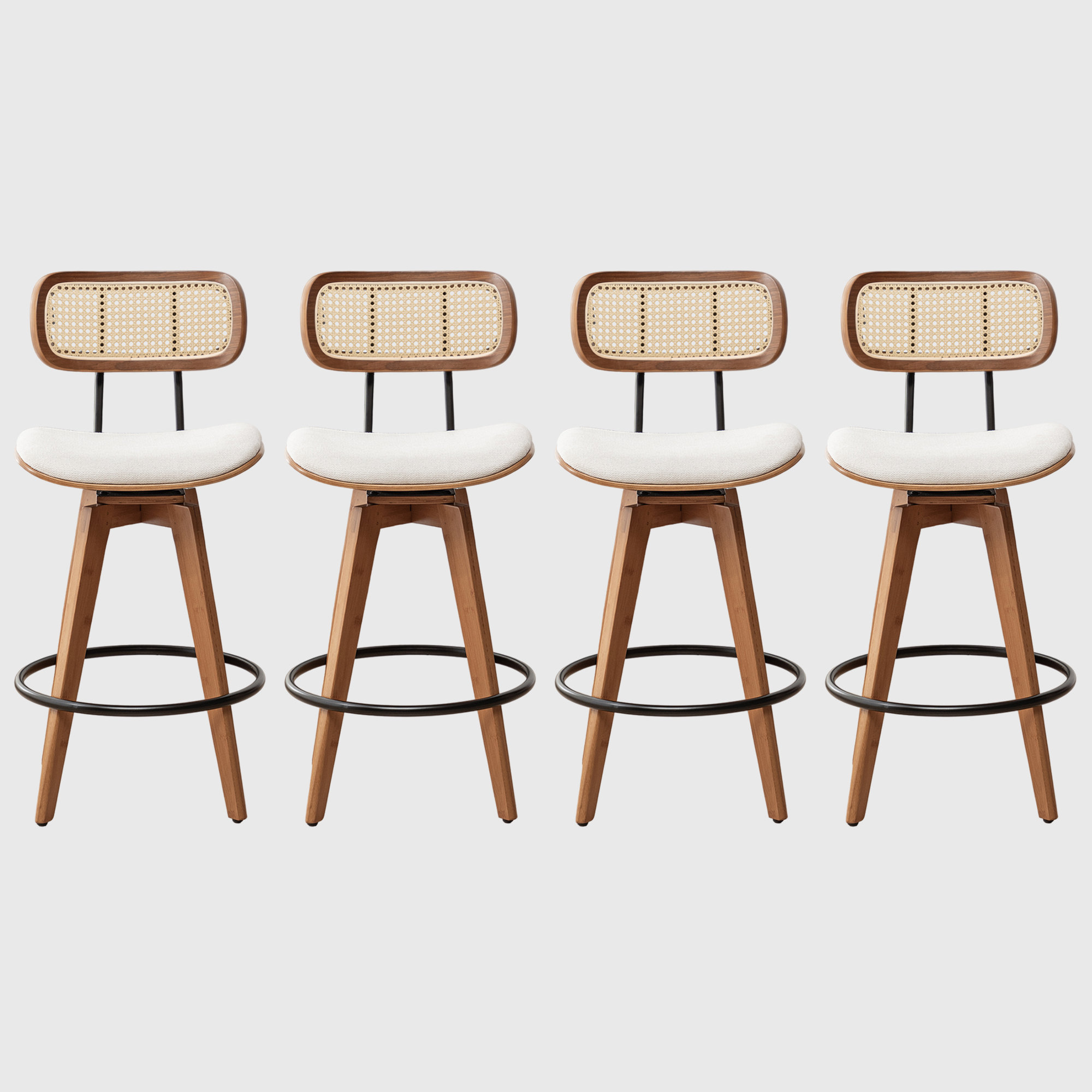 Bay Isle Home™ Sirine 4 Pieces Swivel Linen Counter Stool & Reviews ...