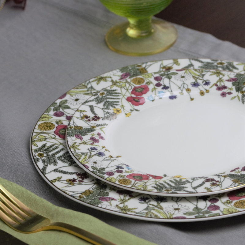 Poppy Field Porcelain 10.5" Dinner Plates, Set of 4