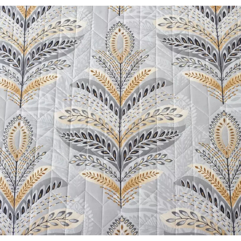 Printed Bedspread Set Floral Pattern with Matching Pillow Shams, Soft Microfiber Coverlet, Lightweight & All-Season Bedding