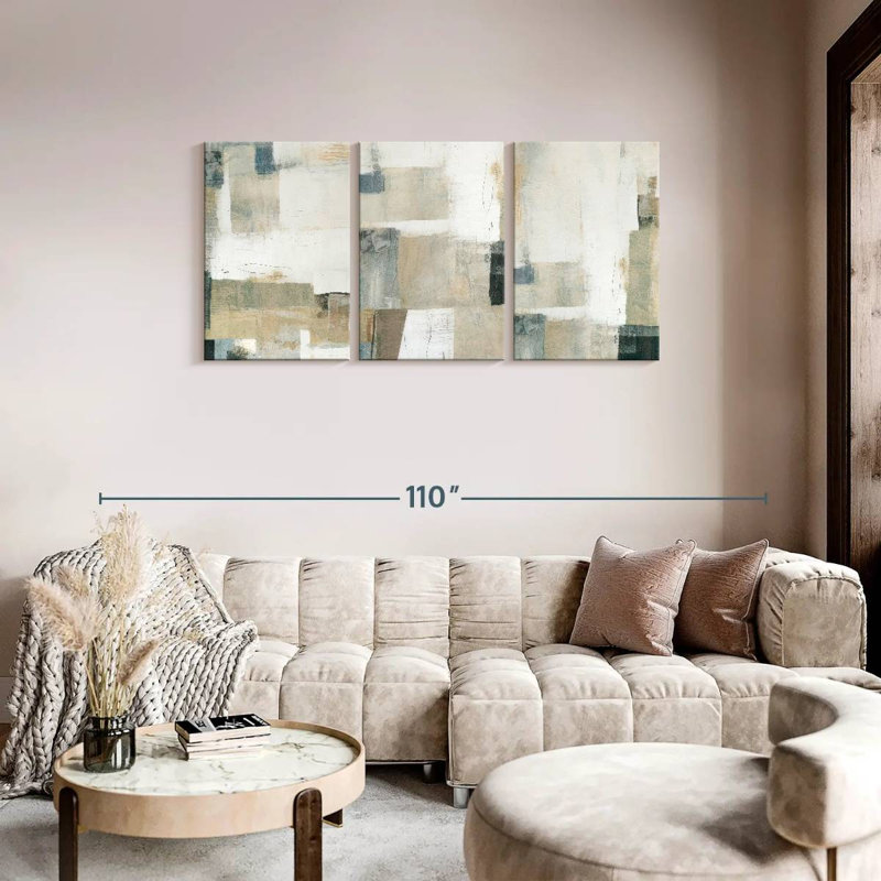 Textured Strokes Triptych, 36" H x 74" W