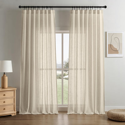 Ensemble de 2 rideaux en lin filtrant la lumière avec pattes arrière / passe-tringle 52 po x 96 po