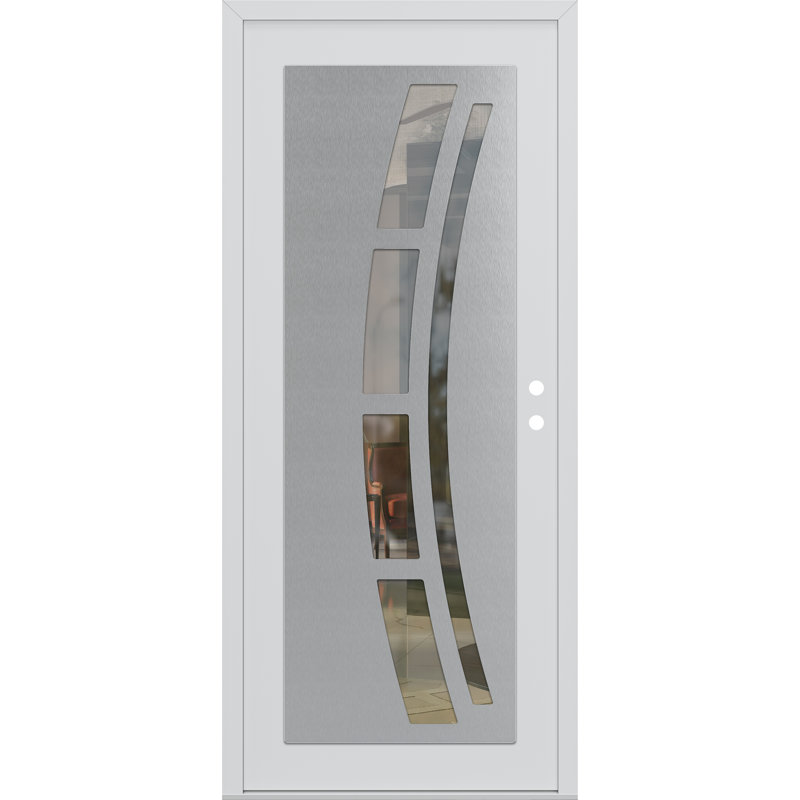 C12 à gauche 36 po X 80 po Porte d'entrée avant à panneau en verre blanc et blanc transparent, Gauche, Clair