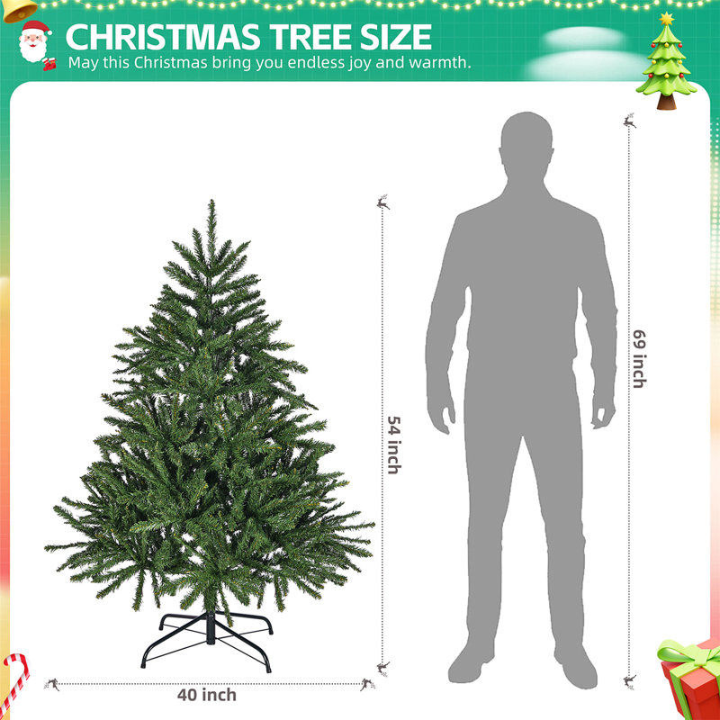 4.5 Ft Green Artificial Spruce Christmas Tree with Metal Stand