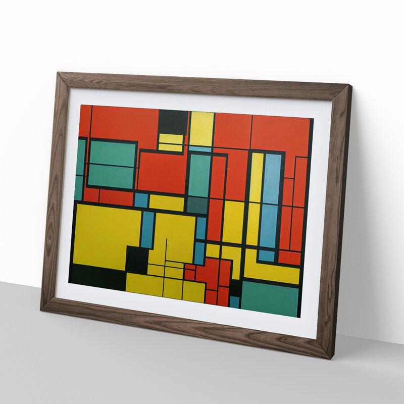 Cubism Abstract Vol.5 - Framed Print, 46cm H x 64cm W x 2cm D, Walnut