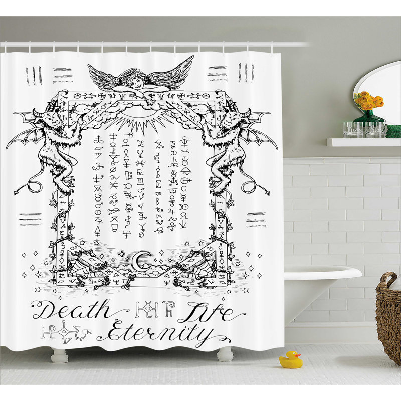 Rideau de douche simple blanc gothic médiéval, l 69 po x L 70 po